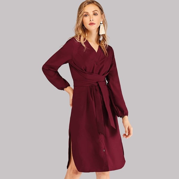 

Single-breasted Belted Dress
