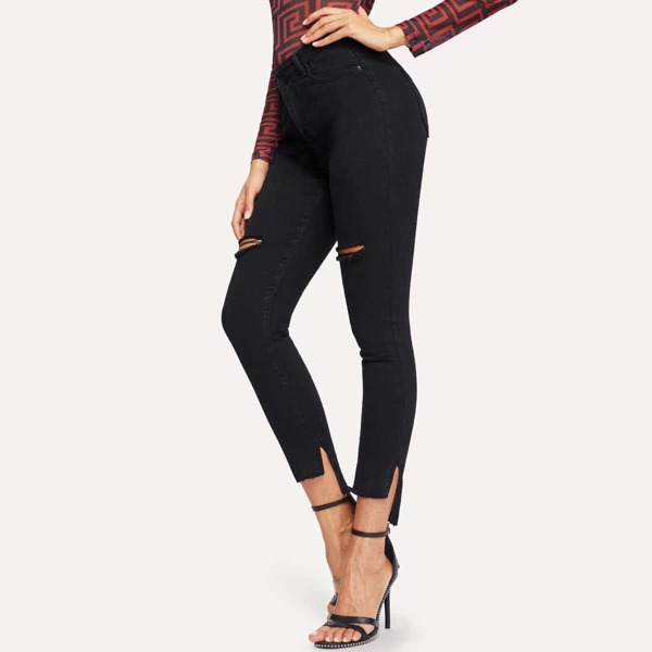 

Ripped Split-side Jeggings