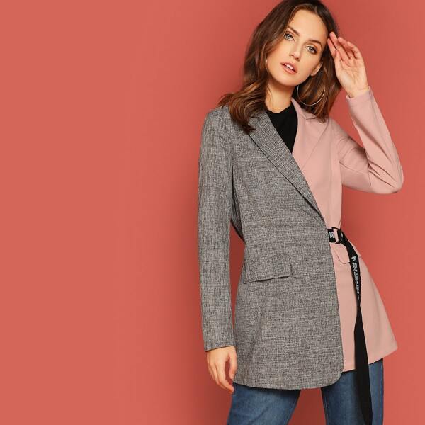 

Two Tone D-Ring Belted Blazer
