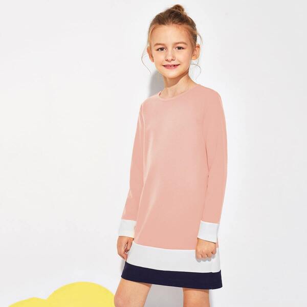 

Girls Contrast Cuff And Hem Dress