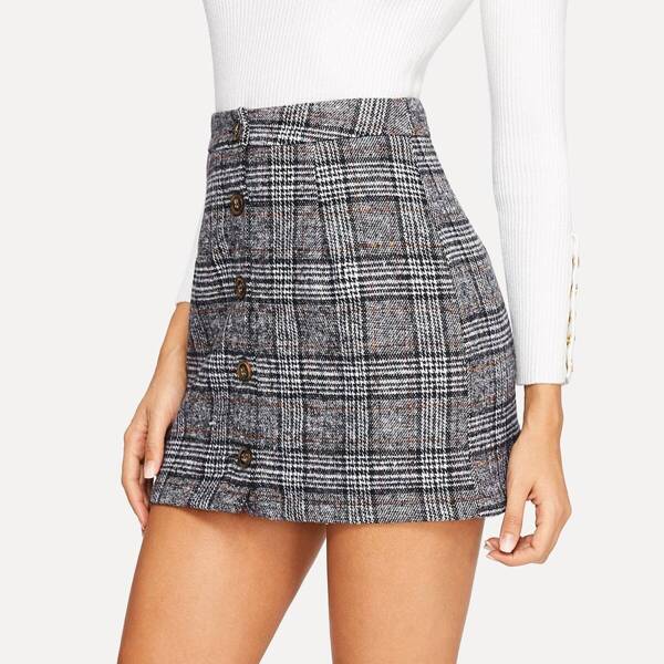 

Button Up Plaid Skirt