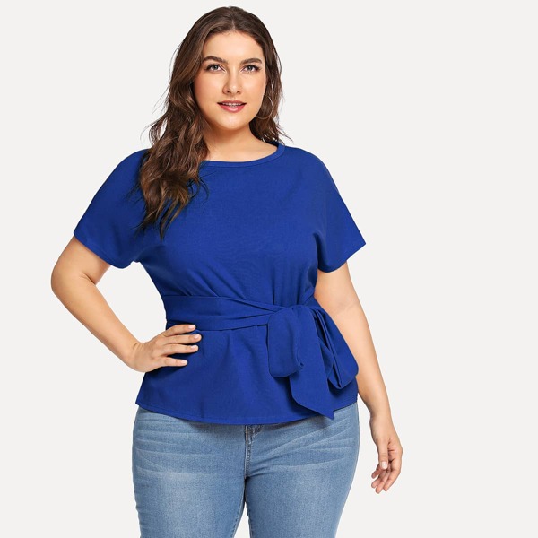 

Plus Tie Waist Solid Top