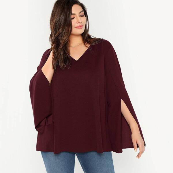 

Plus Split Bell Sleeve Flowy Top