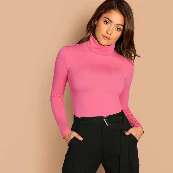 

Rolled Neck Form Fitted Tee