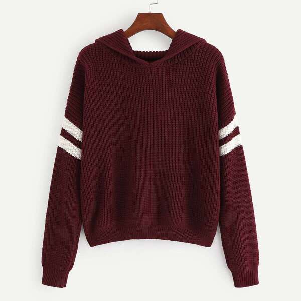 

Plus Varsity Striped Hooded Sweater