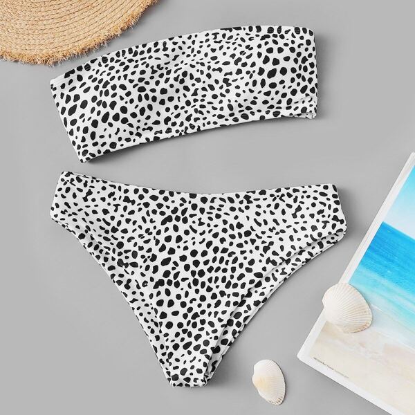 

Dot Print Bandeau With Panty Bikini Set