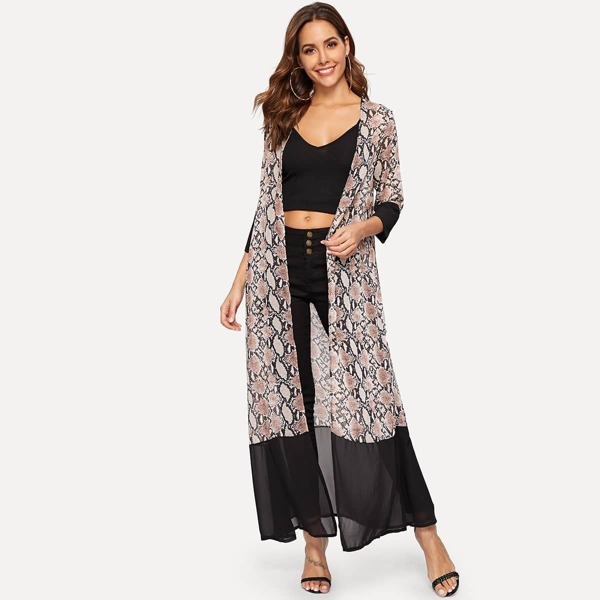 

Snakeskin Print Longline Chiffon Kimono