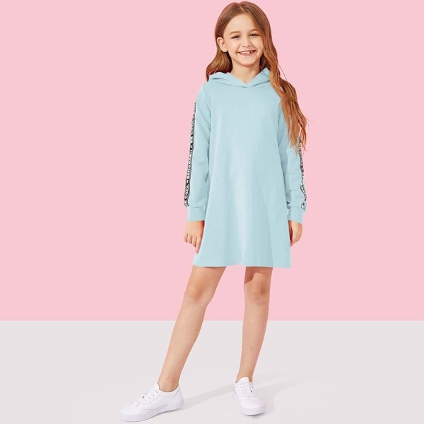 

Girls Letter Tape Side Hoodie Dress