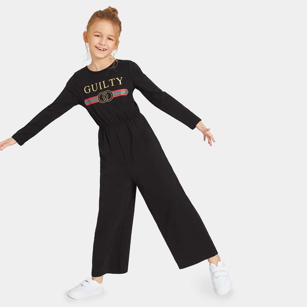 

Girls Buttoned Back Graphic Print Jumpsuit