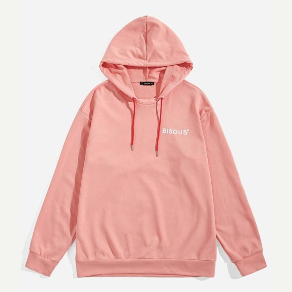 

Men Letter Print Drawstring Hoodie