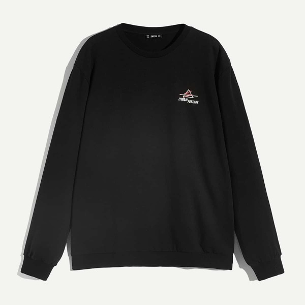 

Men Crew Neck Drop Shoulder Printed Pullover
