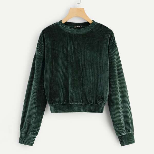 

Drop Shoulder Solid Velvet Pullover