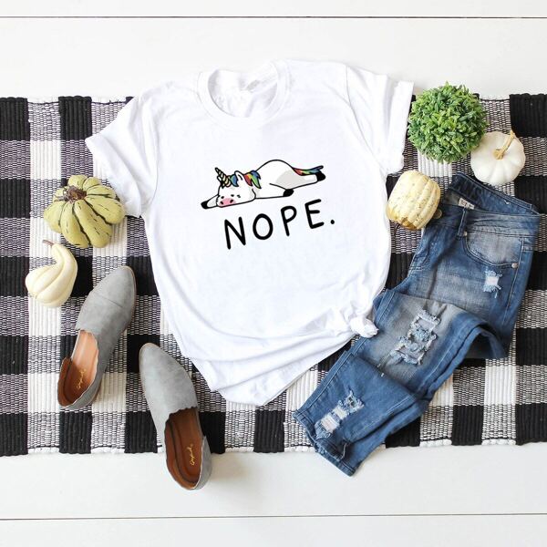 

Unicorn And Letter Print Tee