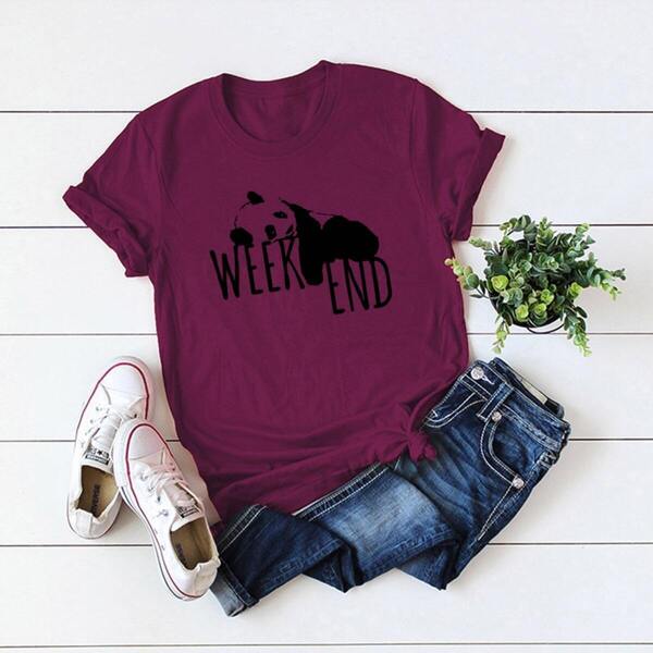 

Letter And Panda Print Tee