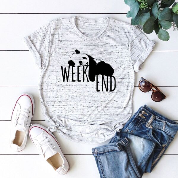 

Letter And Panda Print Tee