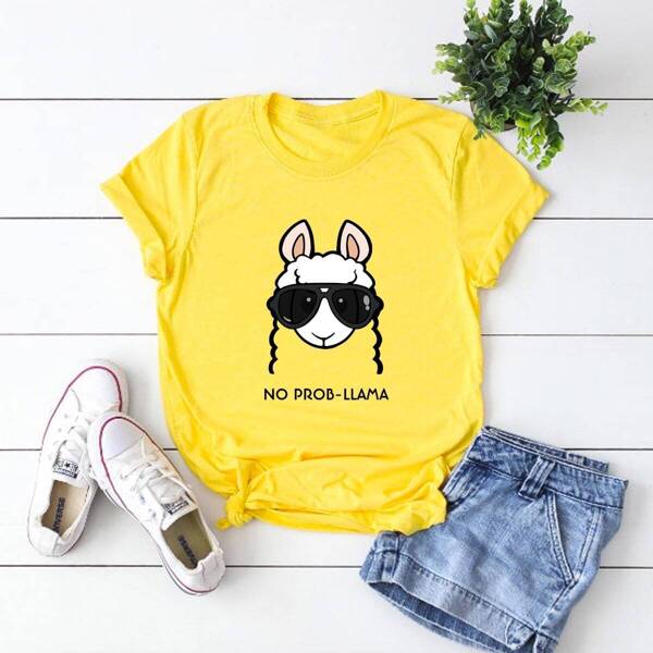 

Animal And Letter Print Tee