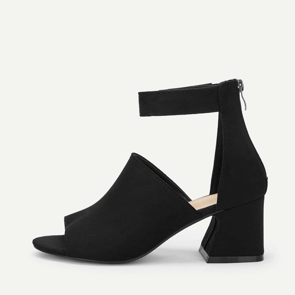 

Solid Ankle Strap Suede Heels