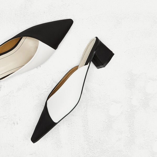 

Two Tone Point Toe Flat Mules