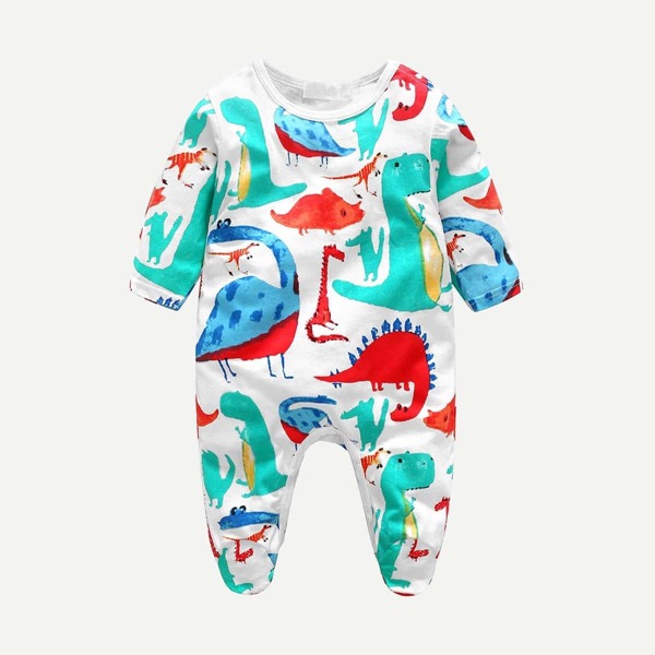 

Toddler Girls Dinosaur Print Button Jumpsuit