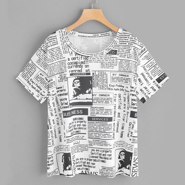 

Plus Newspaper Print Tee