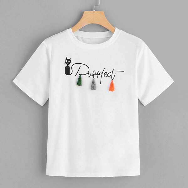 

Letter Graphic Fringe Tee, White