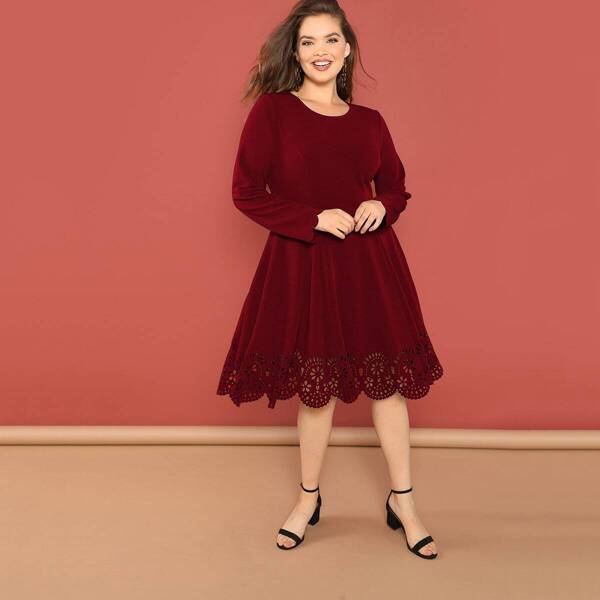 

Plus Laser Cut Hem Fit & Flare Dress