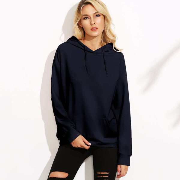 

Drop Shoulder Hoodie With Kangaroo Pocket