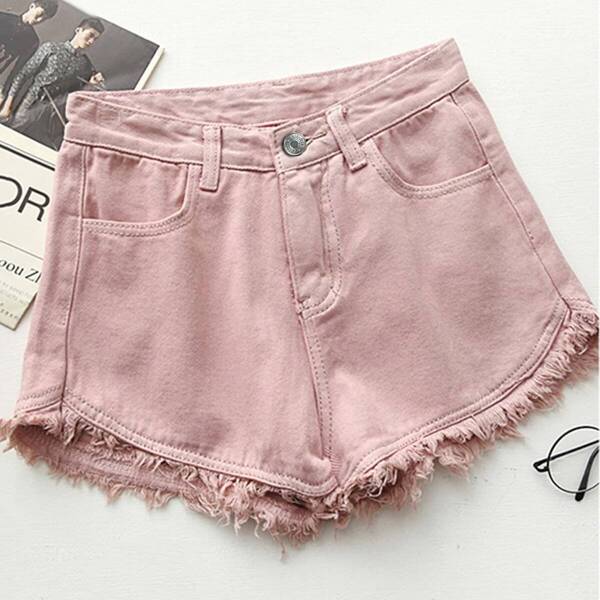 

Frayed Hem Denim Shorts