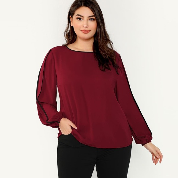 

Plus Contrast Binding Top, Burgundy