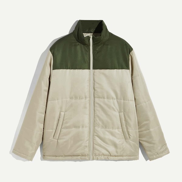 

Men Zip Up Two Tone Padded Coat, Multicolor