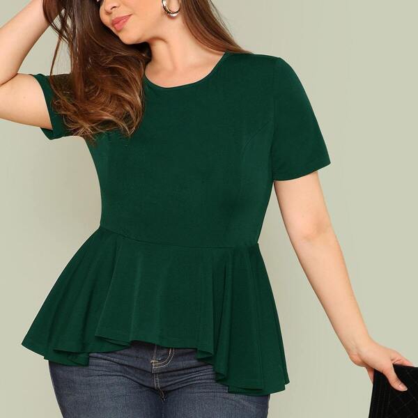 

Plus Ruffle Hem Solid Top