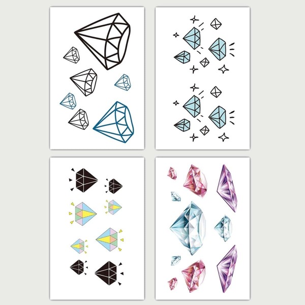 

Diamond Gem Pattern Tattoo Sticker 4sheets