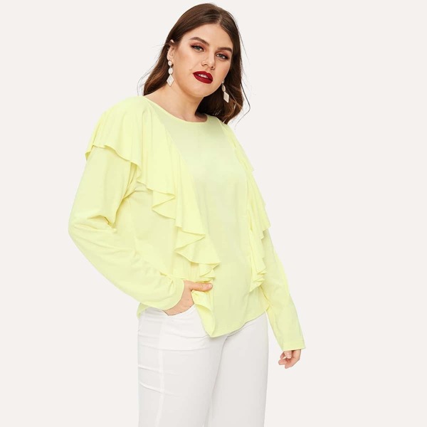 

Plus Solid Flounce Trim Tee