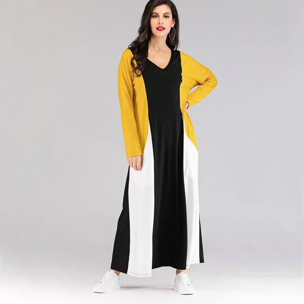 

Color Block Drop Shoulder Longline Dress