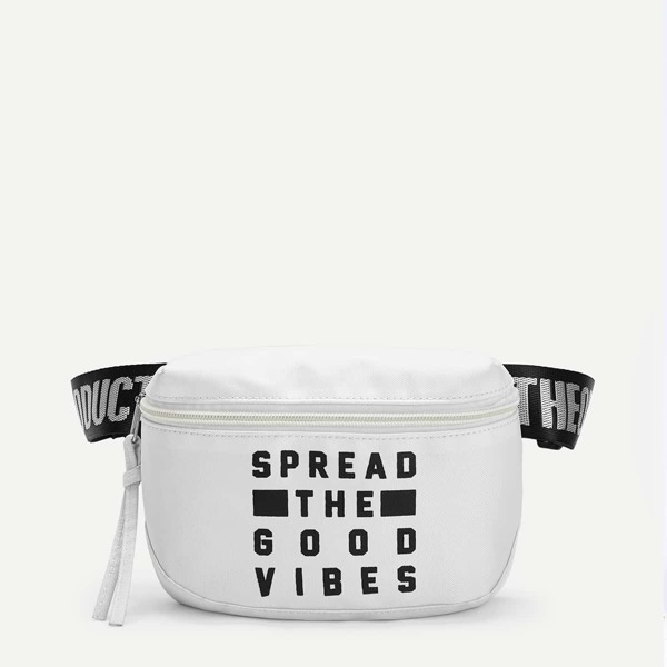 

Slogan Print Zipper Bum Bag