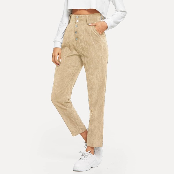 

Button Fly Slant Pocket Corduroy Pants