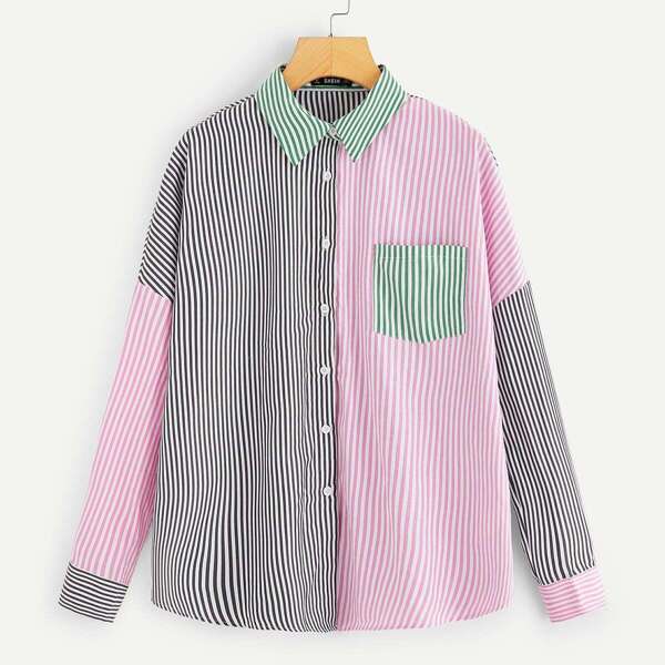 

Cut & Sew Striped Shirt