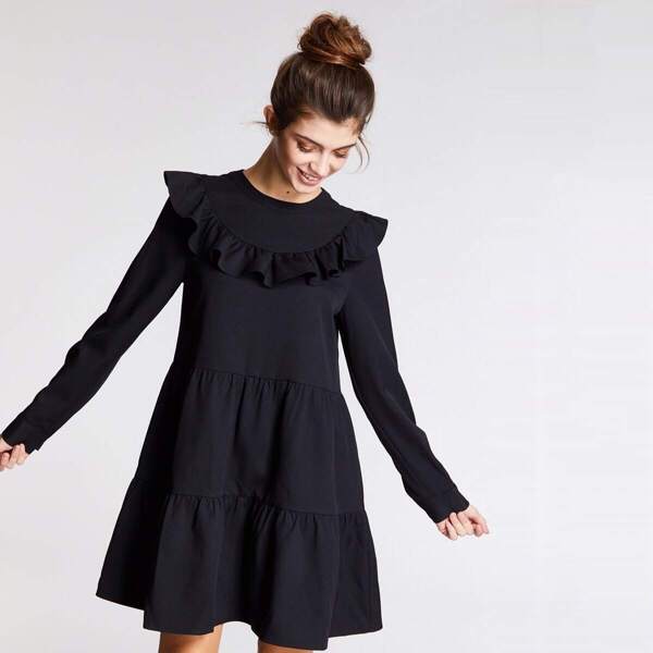 

Ruffle Trim Tiered Smock Dress