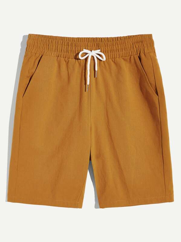 

Men Slant Pocket Detail Drawstring Waist Bermuda Shorts, Yellow