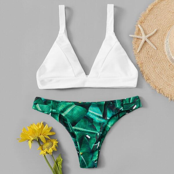

Triangle Top With Random Tropical Low Rise Bikini
