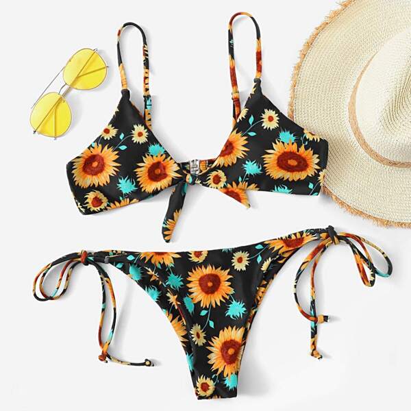 

Random Floral Top With Tie Side Bikini