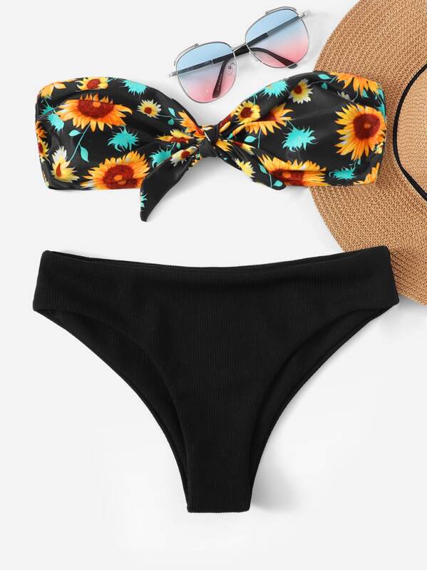 

Random Floral Bandeau Mix and Match Bikini Set, Multicolor