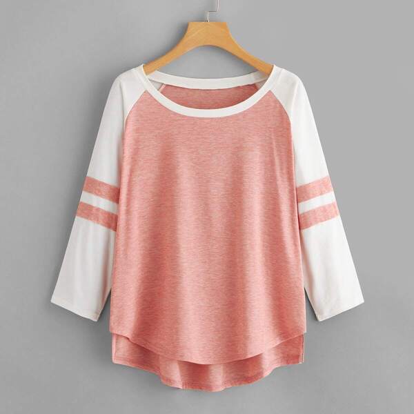 

Plus High Low Varsity Striped Tee