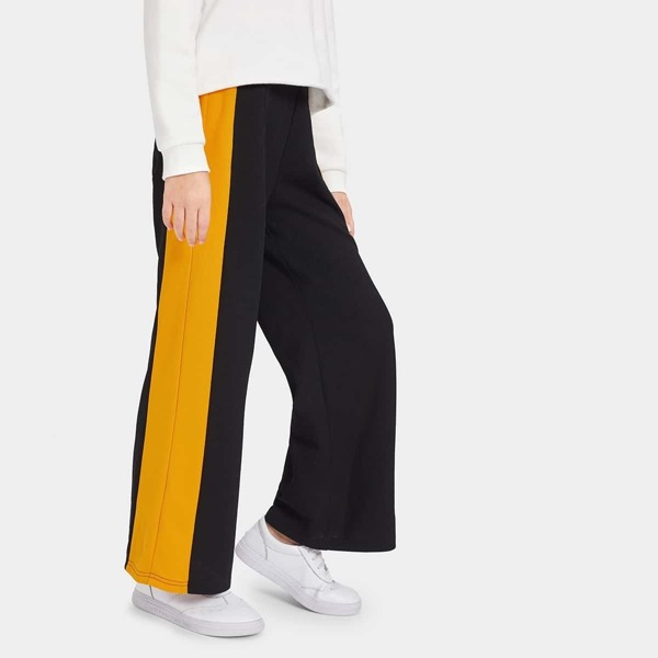 

Girls Contrast Panel Wide Leg Pants, Multicolor