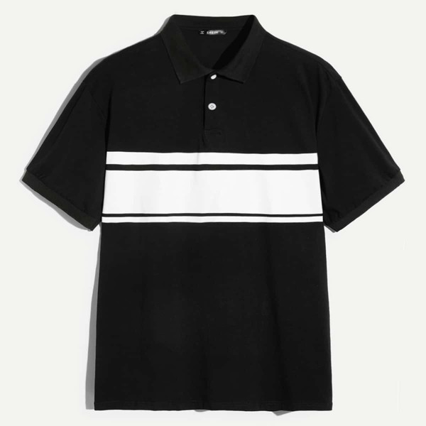 

Men Contrast Panel Polo Shirt