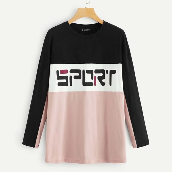 

Color Block Letter Print Tee