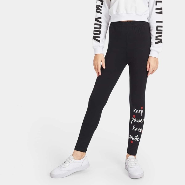 

Girls Letter Print Hem Leggings