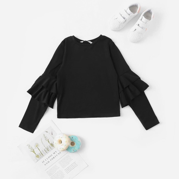 

Girls Ruffle Embellished Solid Top