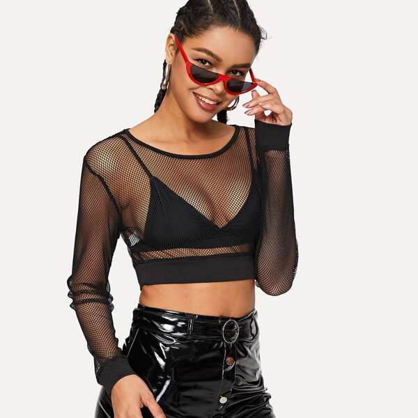 

Fishnet Mesh Crop Top