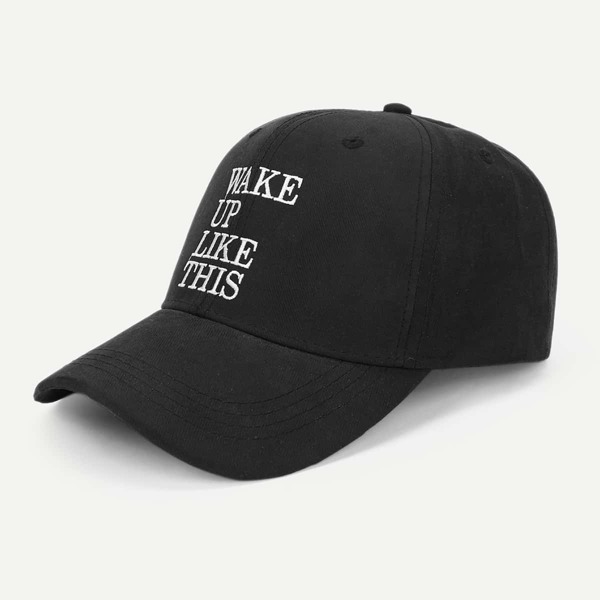 

Slogan Embroidery Baseball Cap, Black